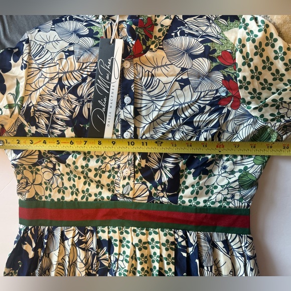 Dalia MacPhee long-sleeve floral pleated midi dress Large - Picture 9 of 12